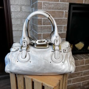 Chloe White Paddington Leather Bag in White Medium