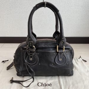 Chloe Paddington Handbag Mini Boston Brown Leather With Gold Padlock Used