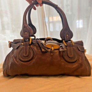 CHLOE Chocolate Brown Paddington Bag with lock, key, and dustbag