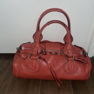 Chloe Paddington Hand Shoulder Bag Red orange Leather Silver hardware-NO LOCK.